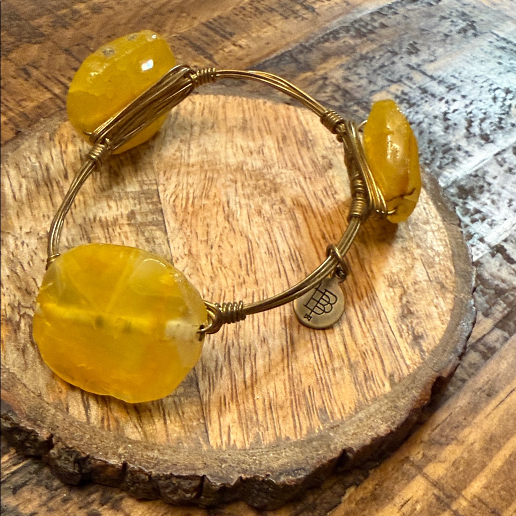 Bourbon And Bowties Bright Yellow Stone Wire Bracelet 9$